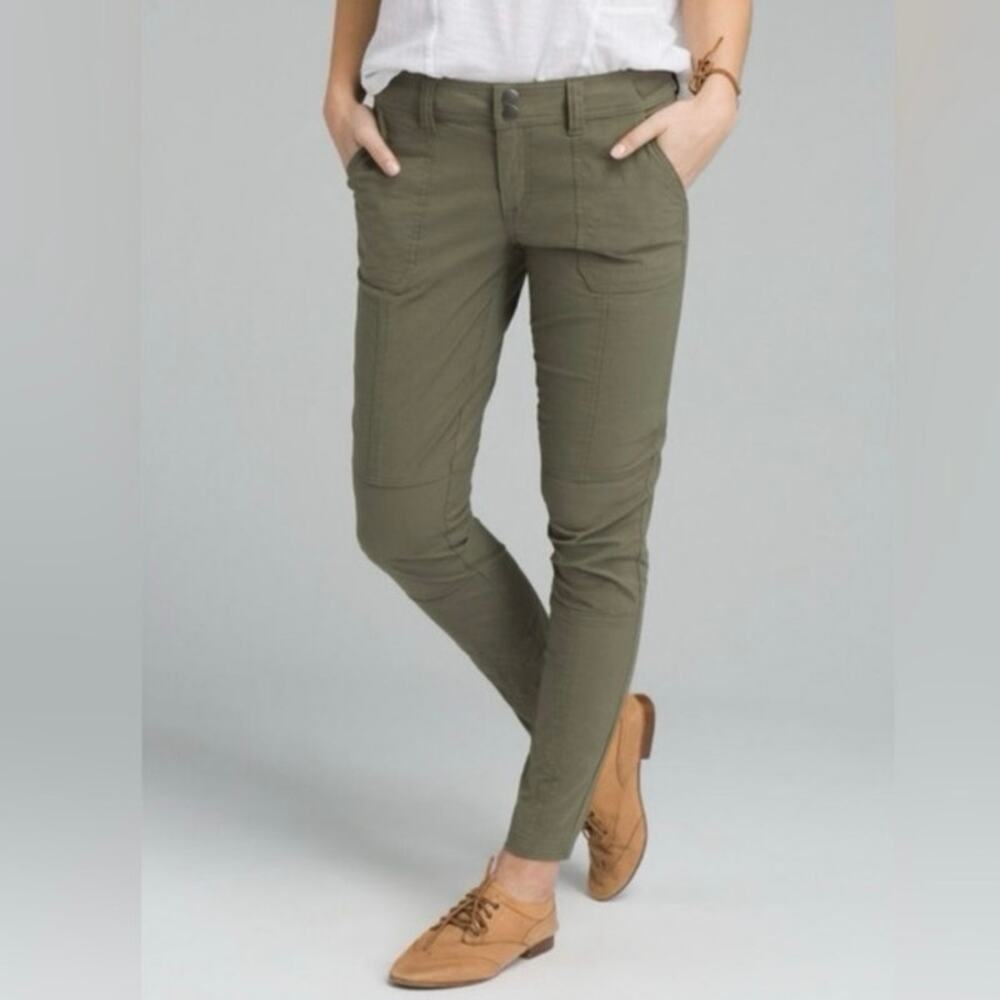 Prana Essex Pant Cargo Green Sz 14 Women’s Hiking Camp Organic Cotton Canvas